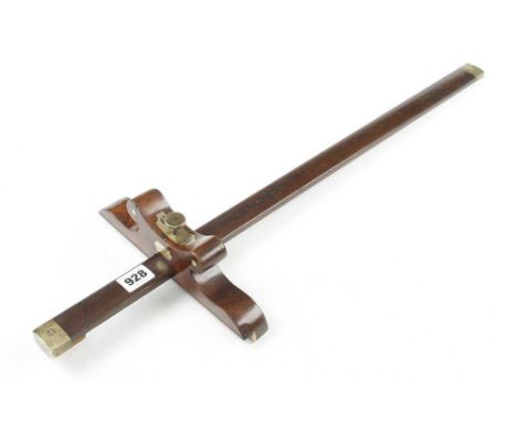 A fancy mahogany panel gauge with brass fittings, old crack to stock G
