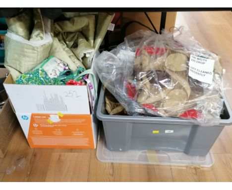 Box of soft goods, curtains etc 