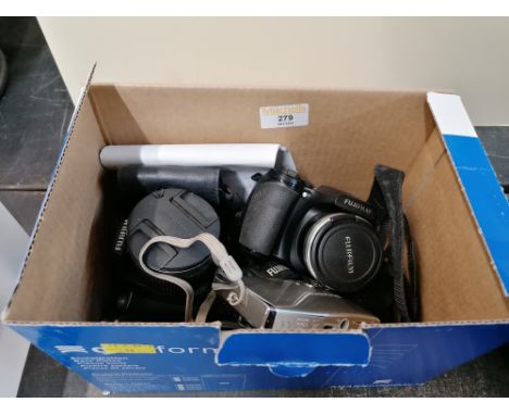 Box of camera accessories, Fuji film, Nikon Cool Pics etc