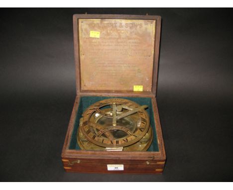 Boxed brass Gilbert &amp; Sons of London reproduction compass