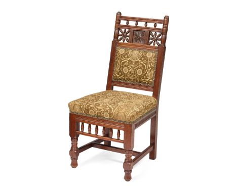 ALFRED WATERHOUSE (1830-1905) (ATTRIBUTED DESIGNER) FOR HENRY CAPEL’S ART FURNITURE, LONDON SPINDLE- oak, with later upholste