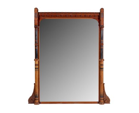 CHARLES BEVAN (ACTIVE 1860-CIRCA 1882) (ATTRIBUTED DESIGNER) GOTHIC REVIVAL MIRROR, CIRCA 1870 inlaid and ebonised oak, with 