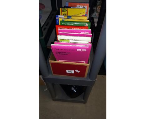 A box of vintage ordnance survey maps etc