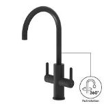 Boxed GoodHome Zanthe Black Graphite effect Kitchen Twin lever Tap. - S1.2. RRP £125.00.