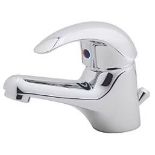 Boxed Swirl Conventional Chrome 111mm Cloakroom Lever Mono Basin Mixer Tap With Pop-Up Waste. - S1.