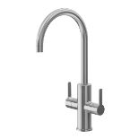 Boxed GoodHome Zanthe Stainless steel effect Kitchen Twin lever Tap. - S1.2.