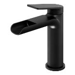 Boxed GoodHome Ajeeta Medium Matt Black Round Basin Mixer Tap. - S1.2. RRP £120.00.