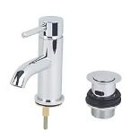 Boxed Swirl Ola Chrome 152mm Standard Lever Mono Basin Mixer Tap With Clicker Waste. - S1.3.