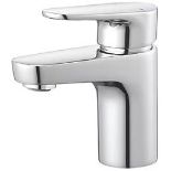 Boxed Swirl Caldew Silver 121mm Cloakroom Round Head Mono Basin Mixer Tap With Clicker Waste. - S1.