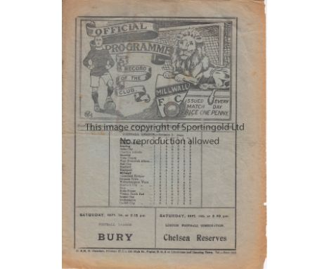 MILLWALL - TOTTENHAM 1929   Millwall home programme v Tottenham, 2/9/1929, minor fold, slight ageing.  Fair-generally good