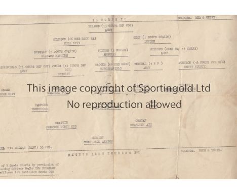 WARTIME - TRIESTE  Four page programme, 13 Corps XI v Eighth Army Touring XI , 17/6/45, Trieste Stadium. Touring XI included 