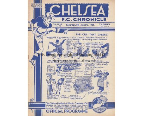 CHELSEA V EVERTON 1938     Programme for the FA Cup tie at Chelsea 8/1/1938, very slightly creased and slightly rusty staple.