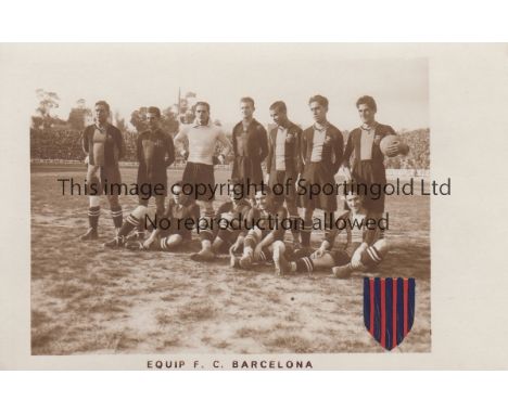 BARCELONA FC   Rare postcard team group of CF Barcelona 1921/22. The picture was taken before their game with Cardiff Corinth