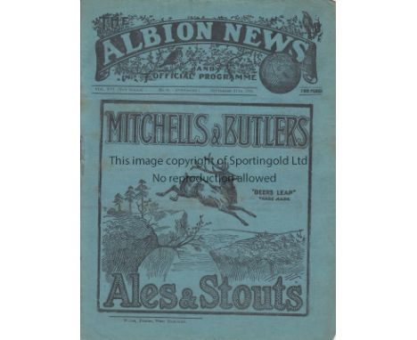 WEST BROM - PRESTON 1924   West Brom home programme v Preston, 27/9/1924, slight folds.  Generally good