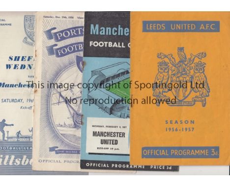 MAN UTD AWAYS 56-7   Nine Manchester United away programmes, 56-7, at Leeds, Man City, Portsmouth, Shef Wed, Wolves, Cardiff,