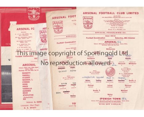 ARSENAL        Seventeen home Reserve team programmes plus Friendly v. South Africa 53/4. Reserves: Charlton 50/1 Comb. Cup F