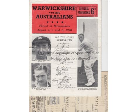 CRICKET    Collection of items between 1947 and 1950 including Warwickshire handbook 1950, booklet The Story of Warwickshire 