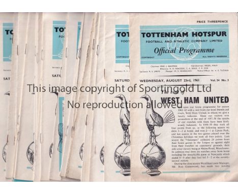 TOTTENHAM    Twenty six Tottenham home programmes from 1961/62 to include 20 League matches lacking Birmingham, 2 FA Cup ties