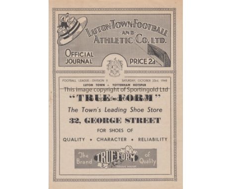 LUTON TOWN V TOTTENHAM HOTSPUR 1948     Programme for the league match at Luton v Spurs, 23/10/1948.   Generally good