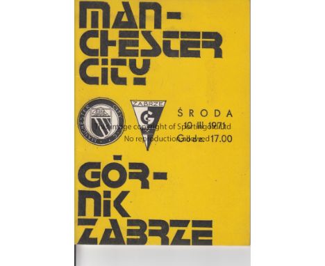 GORNIK - MAN CITY 71   Gornik Zabrze home programme v Manchester City, 10/3/71, Cup-Winners Cup Quarter Final. Good