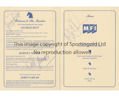 BEST - MARSH   Menu and ticket for Sportsman's Dinner held at Chesham United, 5/10/1995, guest speakers were George Best and 