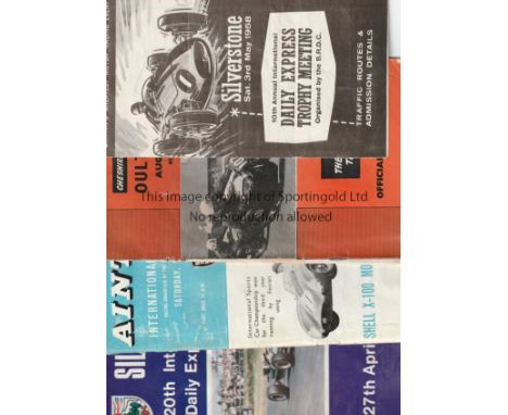 MOTOR SPORT       Seven motor racing programmes: Silverstone 3/5/1958, 2/5/1959, 6/5/1961 slightly marked, 8/7/1961 and 27/4/