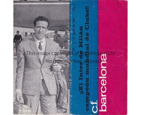 BARCELONA V INTER MILAN 1965      Programme for the Friendly at Barcelona 25/8/1965, which Barcelona beat the European Champi