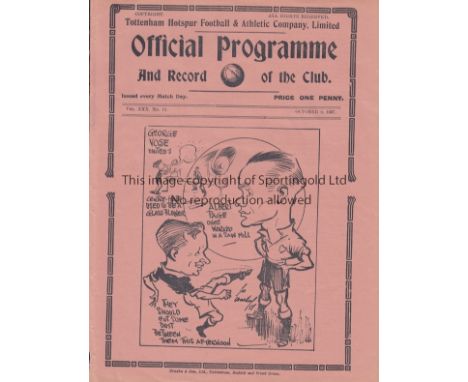 TOTTENHAM - MAN UTD 1937  Tottenham home programme v Manchester United, 9/10/1937, ex bound volume, slight trim. Generally go