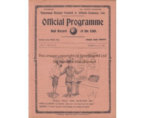 TOTTENHAM 1913   Double issue Tottenham home programme, v Portsmouth 22/3/1913 and v Fulham 25/3/1913, both are South Eastern