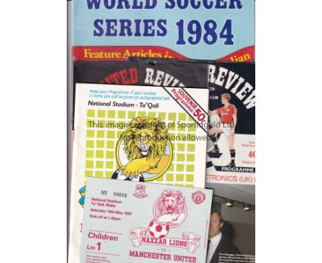 MANCHESTER UNITED     Four programmes. Home v. Real Madrid 56/7 European Cup S-F, slightly creased and Alex Ferguson's first 