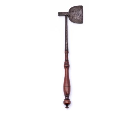 An early 19th Century sugar loaf axe: with ring turned fruitwood handle, 29.5cm long.