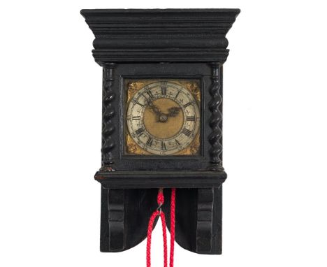 J. Jenkins, London, a small ebonised hooded wall clock: the thirty-hour weight-driven movement, formerly with alarm work, hav