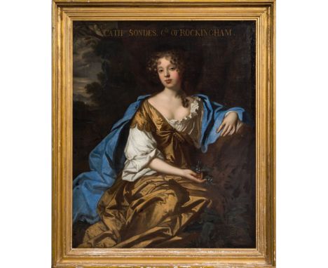 Attributed to Sir Peter Lely [1618-1680] & Studio Portrait of Catherine Sondes Countess of Rockingham,:-three-quarter length,