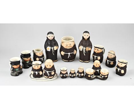 Collection of German Goebel figures. Monks. First + second half 20th century. Among other things; beer mug, salt/pepper set, 