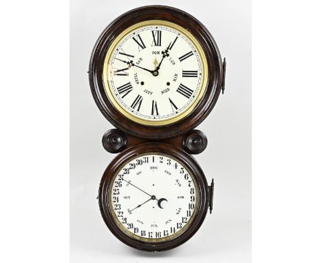 Antique French mahogany date clock. Week timer with half-hourly strike, month indication + day indication + date indication. 