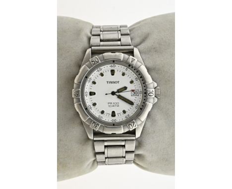 Tissot watch, P363/463, steel with a white dial and a date display. The watch has a rotating lunette and a steel strap, not o