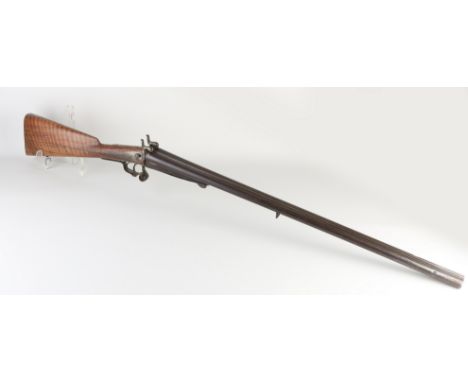 Antique French double-barrelled pinfire shotgun with separate protections in the barrel. 'Aury A. St. Etienne'. Possibly repl