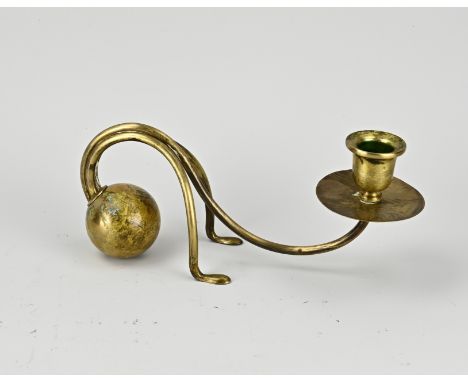 German design candlestick made of brass by Carl Deffner, Esslingen. art nouveau. Circa 1905. Dimensions: 11 x 25 x 7 cm. In g