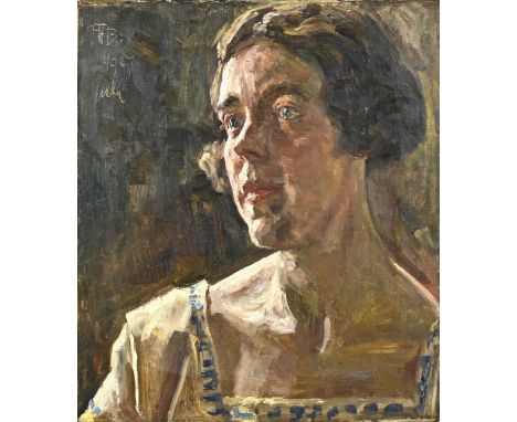 Francis Hermanus Bachg. 1865 - 1956 Groningen. Lady's portrait, 1927. Some paint off. Oil on canvas. Dimensions: H 43 x W 38 