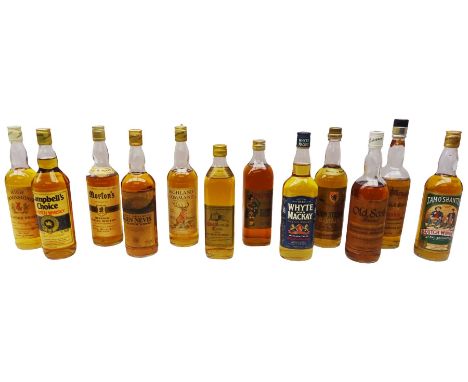 Twelve bottles of blended Scotch whisky, including Finest Reserve Glen Nevis, Morton's, Piper etc, various contents and proof