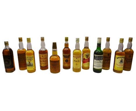 Twelve bottles of blended Scotch whisky, including George Morton Ltd, William Lawson's, Whyte &amp; Mackays etc, various cont