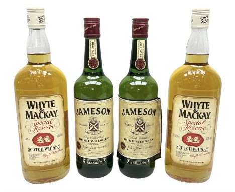 Jameson Irish Triple Distilled whisky, two bottles, 700ml, 40% vol, together with Whyte &amp; Mackay Special Reserve Scotch w