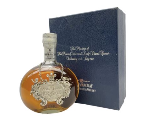 Whyte and Mackay, 12 year old, blended Scotch whisky to celebrate marriage between Charles and Diana 1981, unknown contents a