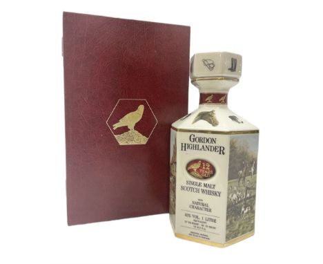 Gordon Highlander Single Malt Scotch whisky, 1l 43% vol, in ceramic decanter and original lined presentation box together wit