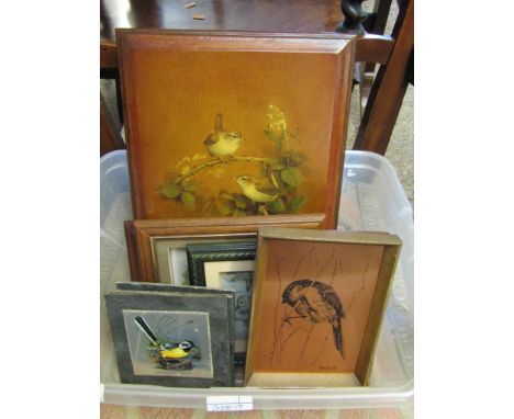 BOX CONTAINING MIXED ORNITHOLOGICAL PRINTS ETC 