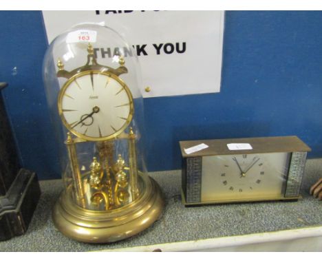 KUNDO DOMED ANNIVERSARY CLOCK, TOGETHER WITH A JUNGHANS ELECTRONIC MANTEL CLOCK (2)