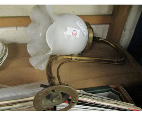 VICTORIAN GAS WALL LIGHT WITH CRIMPED OPAQUE SHADE 