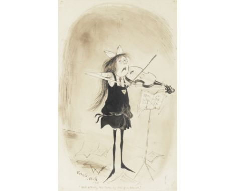 SEARLE (RONALD)'Well actually, Miss Tonks, my soul is in torment', depicting a St. Trinians girl playing the violin,  pen, in