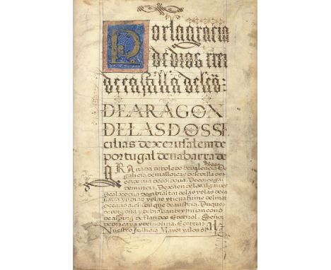 PHILIP III OF SPAIN - CARTA EXECUTORIAIlluminated manuscript on vellum,  34 long lines, in brown ink between 35 horizontal an