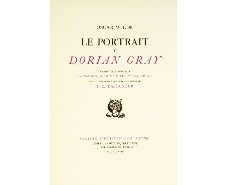 WILDE (OSCAR)Le portrait de Dorian Gray, ONE OF 30 COPIES printed on 'Hollande' with a extra suite of plates on 'Japon' paper